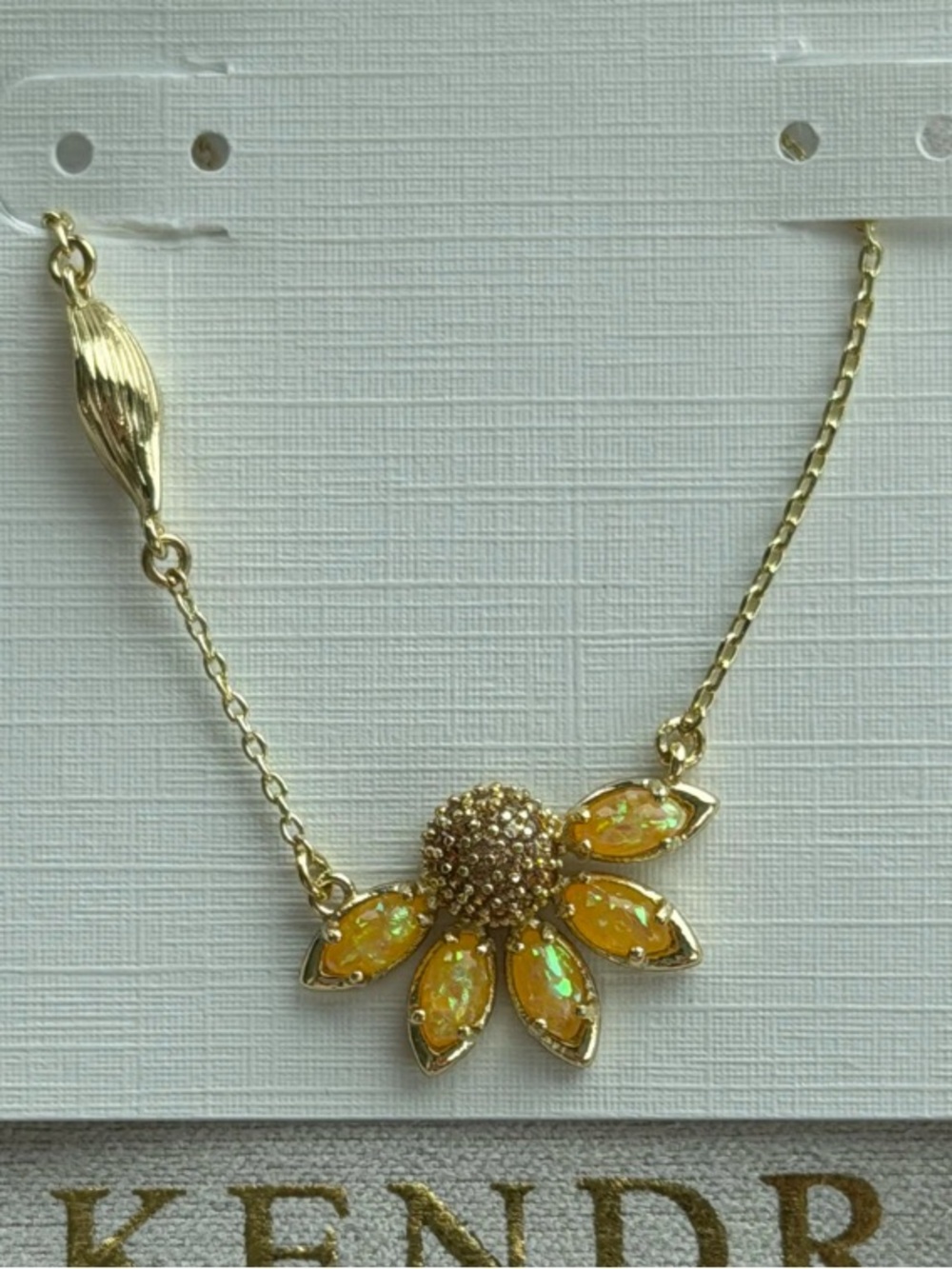 Kendra Scott Gold-Tone Yellow Opal Flower Necklace